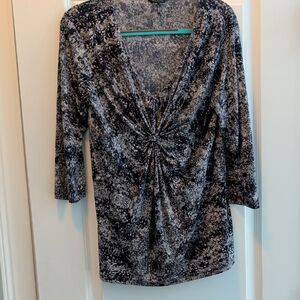 Daisy Fuentes Black and White Textured Blouse